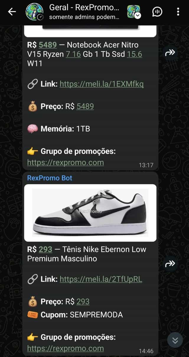 Print do grupo de Geral no WhatsApp