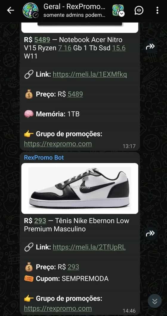 Print do grupo de Geral no WhatsApp